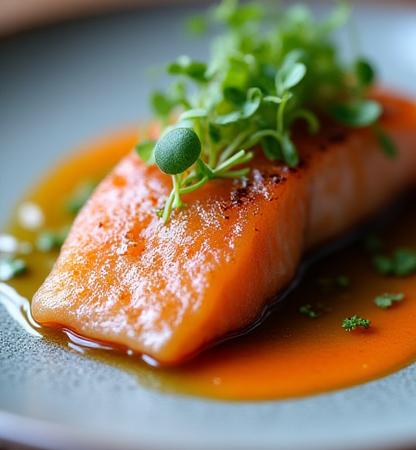 Close up profile of a gourmet dish